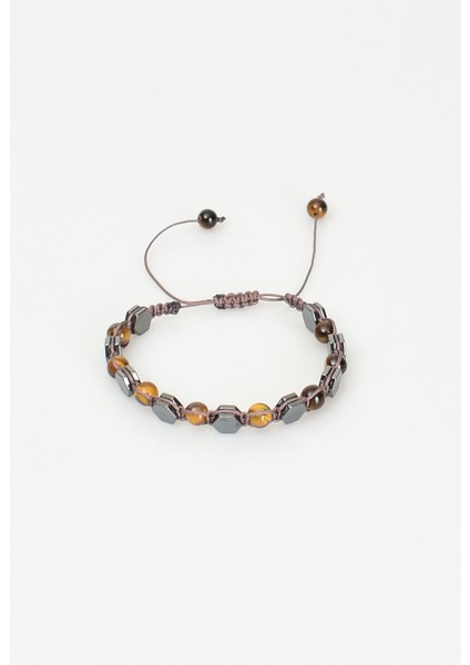 Kaplan Gözü - Hematit Doğal Taş Makrome Bileklik indirimleri