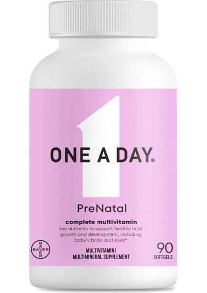 Women's Prenatal 1 Multivitamin, For Before A, C, D, E, B6, B12, And Omega-3 Dha, 90 Count