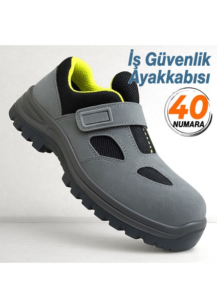 Iş Ayakkabısı S1 Cırtlı 40 Numara Çelik Burunlu Süet Inşaat Güvenlik Ayakkabısı Kaymaz Tabanlı