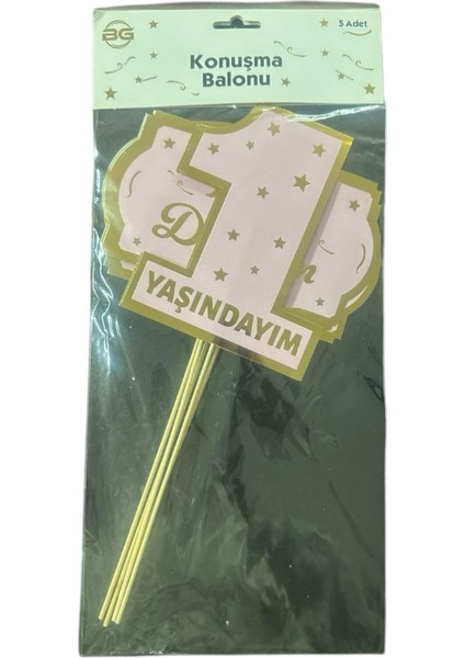 5li Konuşma Balonu 1 Yaş Pembe Gold