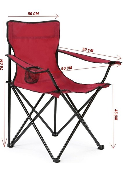 Bordo Katlanabilir Kamp Sandalyesi Piknik Sandalyesi Plaj Sandalyesi Taşıma Çantalı