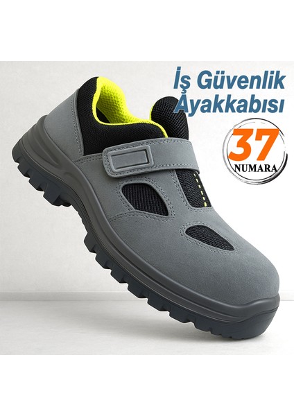 Iş Ayakkabısı S1 Cırtlı 37 Numara Çelik Burunlu Süet Inşaat Güvenlik Ayakkabısı Kaymaz Tabanlı
