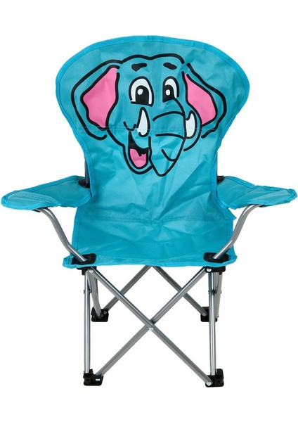 Katlanır Fil Desenli Çocuk Kamp Sandalyesi - Mavi