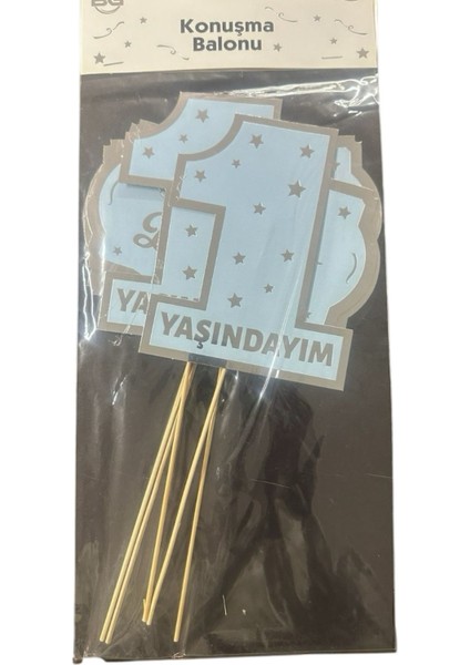 5li Konuşma Balonu 1 Yaş Mavi Gümüş