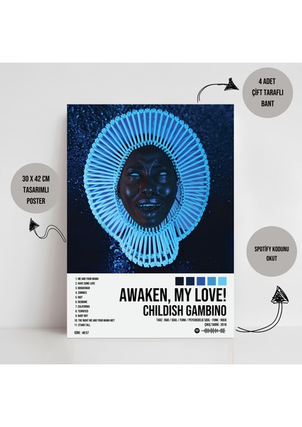 Childish Gambino - Awaken, My Love ! Albüm Spotify Çerçevesiz Tasarım Poster fiyatları