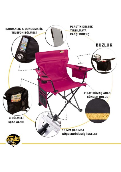 Cool Ice Fuşya Lüks Kamp Sandalyesi Xl