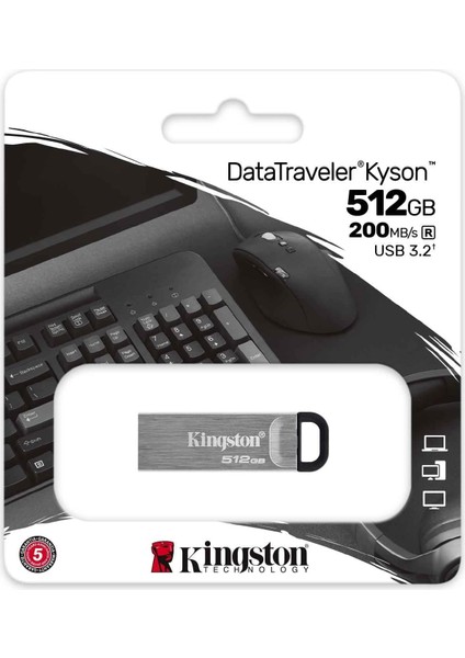 DTKN/512GB 512 GB Datatraveler Kyson 200MB/S USB 3.2 Gen1 USB Flasdh Bellek