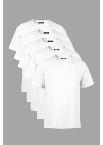 Erkek Çok Renkli T- Shirt Regular Fit Rahat Kesim Bisiklet Yaka 5'li Basic Tişört Paketi