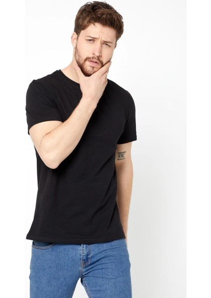 Erkek Çok Renkli T- Shirt Regular Fit Rahat Kesim Bisiklet Yaka 5'li Basic Tişört Paketi modelleri