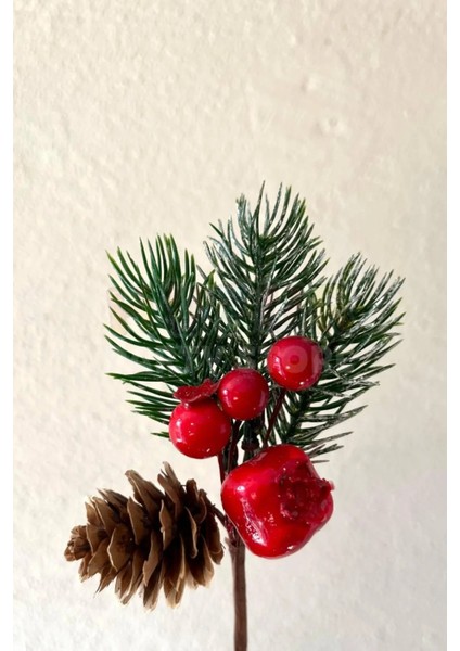 Yılbaşı Kozalaklı, Narlı, Kokinalı Yapay Çiçek 1 Adet