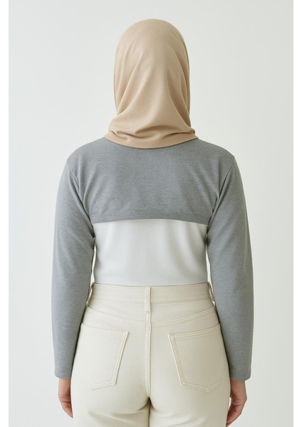 Dik Yaka Boyunluklu Kolluk - Pamuk Bolero Crop, Uzun Kollu Balıkçı Yaka, Rahat ve Şık Tasarım