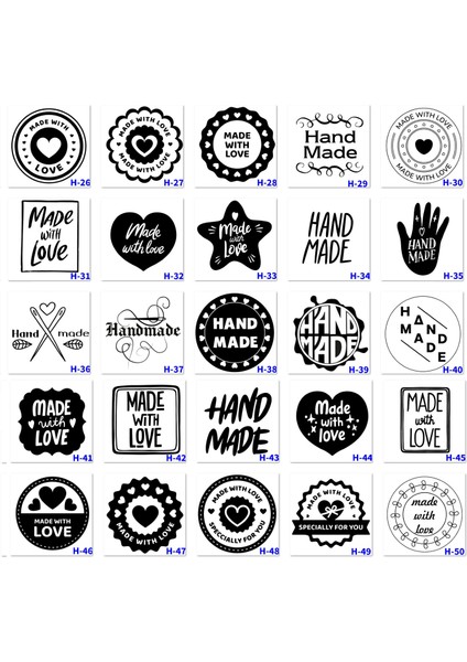 Handmade, El Yapımı, With Love Yazılı Kaşeler, Renkli Otomatik Kaşe, Butik Firmalara Kaşeler H Serisi modelleri