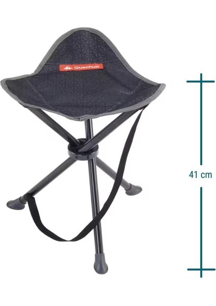 Metal Quechua Kamp Taburesi Tekli Siyah Tek Kişilik