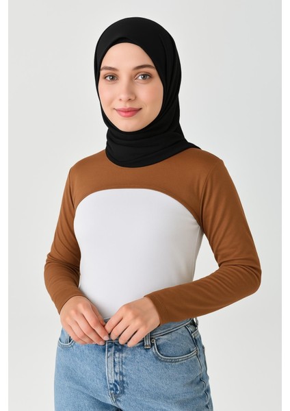 Dik Yaka Boyunluklu Kolluk - Pamuk Bolero Crop, Uzun Kollu Balıkçı Yaka, Rahat ve Şık Tasarım