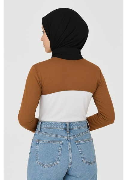 Dik Yaka Boyunluklu Kolluk - Pamuk Bolero Crop, Uzun Kollu Balıkçı Yaka, Rahat ve Şık Tasarım