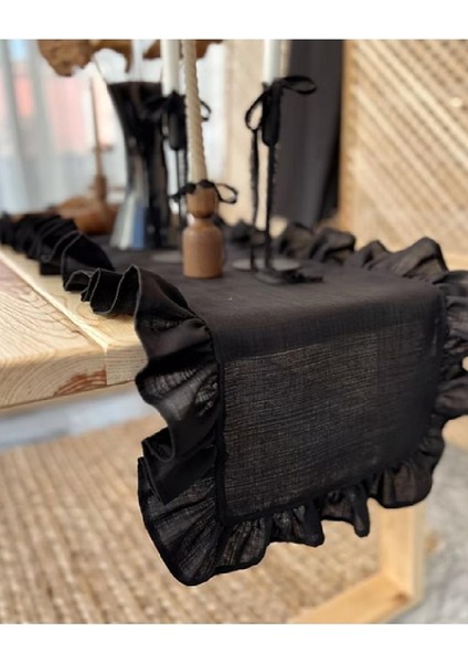 Siyah Fırfırlı Runner 40*120 cm fiyatları