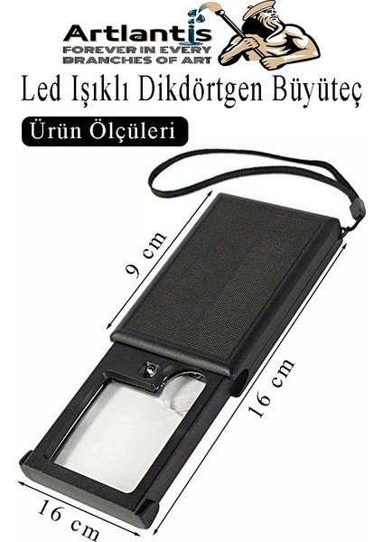 LED Işıklı Dikdörtgen Çekmeceli Büyüteç 1 Adet 3x 6x Büyütme Optik Lens El Tipi Mercek Çep Büyüteci Okul Ofis Büro