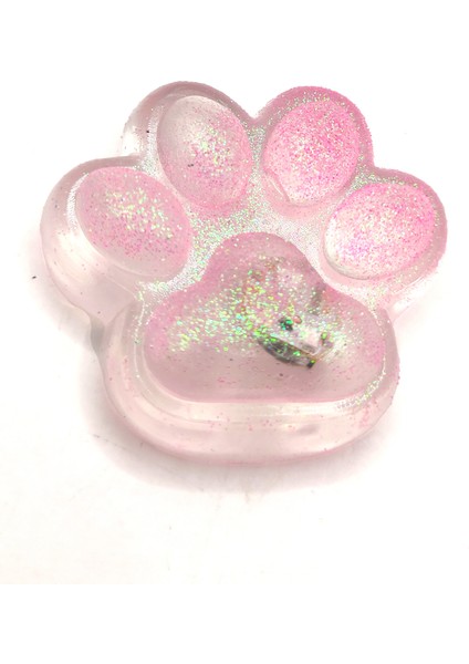Işıklı Simli Şeffaf Pati Squishy Taba Sukuşi Yumuşacık 6 cm Pati Sukuşi - Pembe