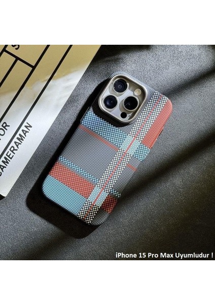iPhone 15 Pro Max Magsafe Uyumlu Kılıf Carbon Desenli Premium Kapak