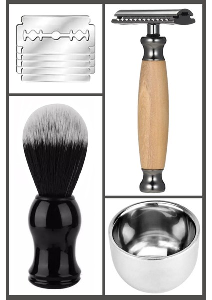 Shave Q5 Manuel Tıraş Makinesi + F2 Fırça + Kase + 5 Adet Platinum Yaprak Jilet