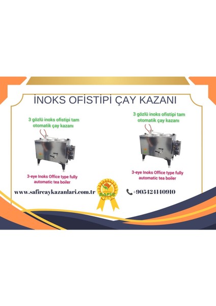 3 Gözlü Inoks Bürotipi Çay Ocağı Inoks Ofistipi Çay Kazanı Elektrikli Inoks Çay Semaveri Çay Makine