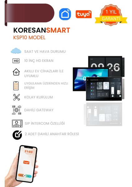 KSP10 Tuya Kontrol Paneli 10INÇ Kameralı ve Dahili Gateway’li