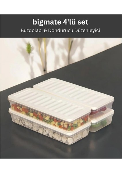 BGMT1515 4'lü Şeffaf Saklama Kabı 4x1 Lt Mikrodalga Buzdolabı ve Dondurucu Uyumlu düzenleyici