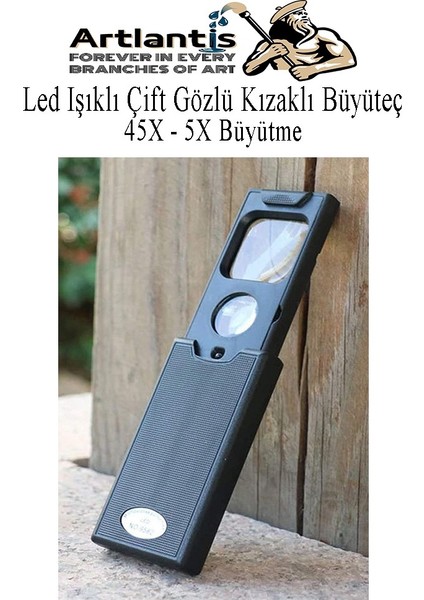 LED Işıklı Çift Gözlü Kızaklı Büyüteç 1 Adet Mor Işıklı 45X 5x Büyütme Lens El Tipi Lup Mercek Büyüteç Okul Büro Ofis