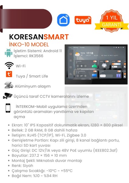 Inko-10 Model Tuya Akıllı Kontrol Paneli