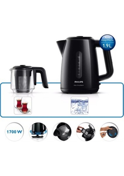 Plastik Daily Collection 1700 W Cam Demlikli Çay Makinesi Ve Su Isıtıcı C / F Modern 1-2 L Cam 220 modelleri