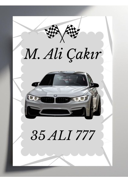 Bmw Beyaz Araba Kişiye Özel Davetiye Özel Tasarım 1 Adet 10X15