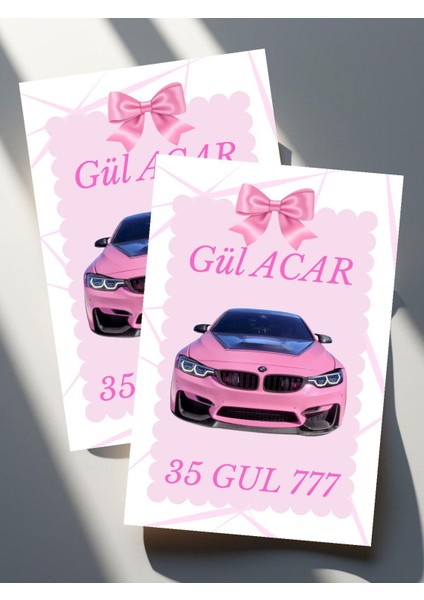 Bmw Pembe Araba Kişiye Özel Davetiye Özel Tasarım 1 Adet 10X15 fiyatları