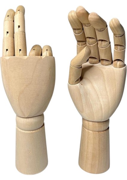 Ahşap Sol El Modeli 30 cm 1 Adet Sol El Maketi Erkek Ahşap Manken Sol El Parmak Model Hareketli Esnek Eskiz Çizim Boyama