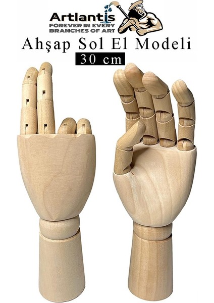 Ahşap Sol El Modeli 30 cm 1 Adet Sol El Maketi Erkek Ahşap Manken Sol El Parmak Model Hareketli Esnek Eskiz Çizim Boyama fiyatları