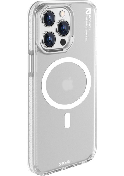 iPhone 15 Pro Magsafe Özellikli Anti Şok Önleyicili Transparan Magnet Plain Sand Kılıf