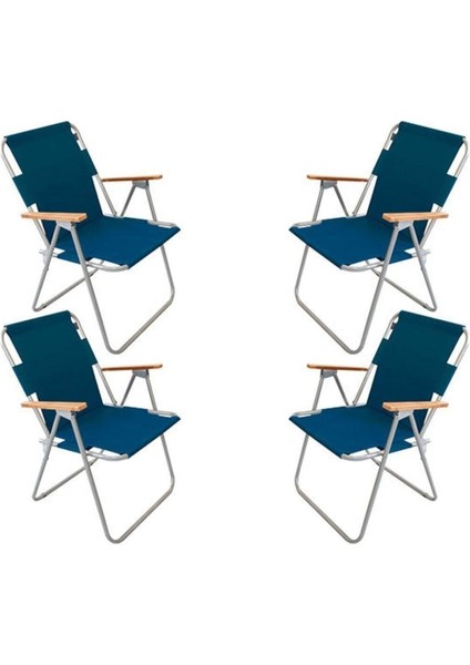 4 Adet Katlanır Kamp Sandalyesi I Mavi