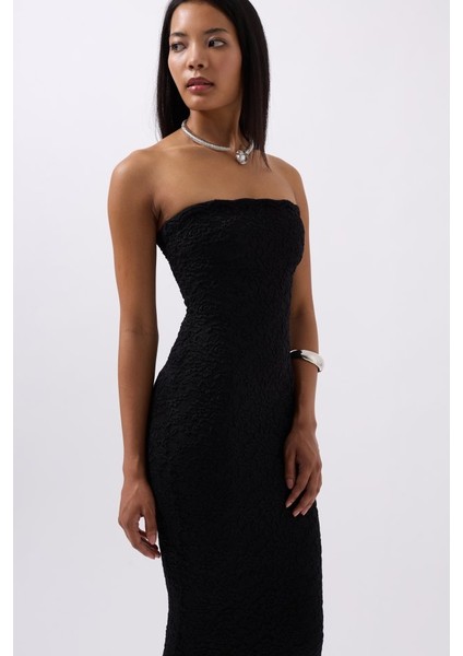 Straplez Dantel Maxi Elbise