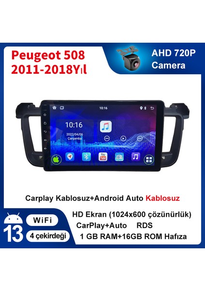 Peugeot 508 2011-2018 Yıl Uyumlu 9 Inç 1 GB Ram 16 GB Hafıza Multimedya Carplay Navigasyon