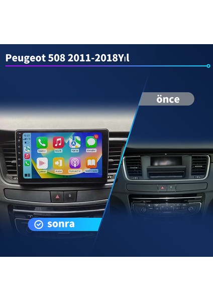 Peugeot 508 2011-2018 Yıl Uyumlu 9 Inç 1 GB Ram 16 GB Hafıza Multimedya Carplay Navigasyon fiyatları