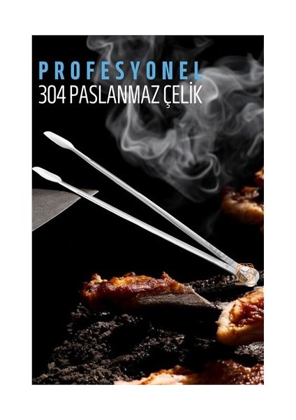 Barbekü Mangal Maşası Kömür Köz Maşası 304 Paslanmaz Çelik