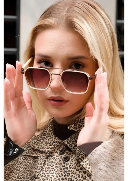 Ecs Krem Kahve Unisex Güneş Gözlük