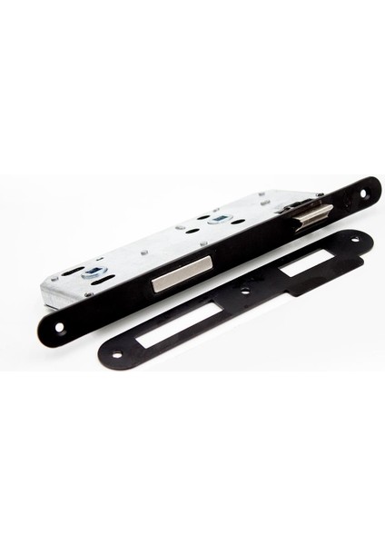 Lusso Siyah Kare Rozetli Wc Kapı Kolu ve 40X23MM Siyah Wc Gömme Kilit Set