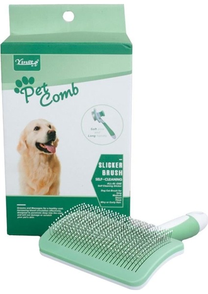 Sustali Tel Uç Kedi Köpek Fırça Yeşil Medium