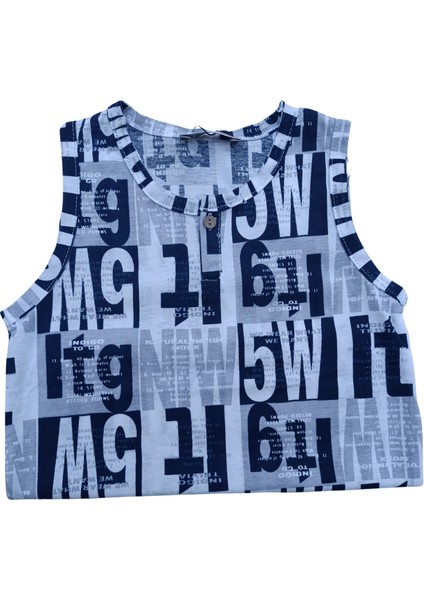 Erkek Çocuk Atlet T-Shirt Harf Baskılı Sıfır Kol Düğmeli Kapama 11-12 Yaş Gri indirimleri