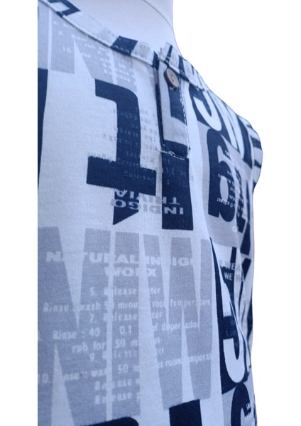 Erkek Çocuk Atlet T-Shirt Harf Baskılı Sıfır Kol Düğmeli Kapama 11-12 Yaş Gri