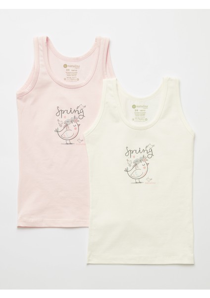 Kız Çocuk Organik Pamuklu Likralı Atlet Spring Bird 2'li Paket