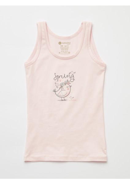Kız Çocuk Organik Pamuklu Likralı Atlet Spring Bird 2'li Paket