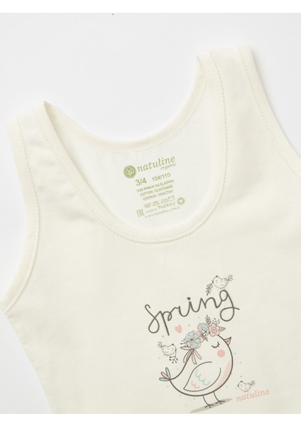 Kız Çocuk Organik Pamuklu Likralı Atlet Spring Bird 2'li Paket