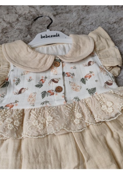 6-24 Ay Rabbit Desenli Kız Bebek Elbise