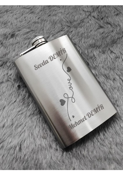 Kişiye Özel Love Hediye 9 Oz Çelik Cep Matarası 266 Ml Cep Matarası Sevgiliye Hediye